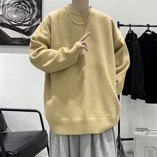 2025年男士针织圆领纯色打底宽松毛衣男A169M01P40，男装T恤，电商A169