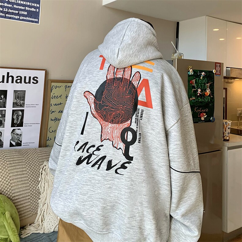 22秋新款港风宽松休闲oversize情侣连帽套头卫衣B266-Y607-P55,男装卫衣,星座B257-1