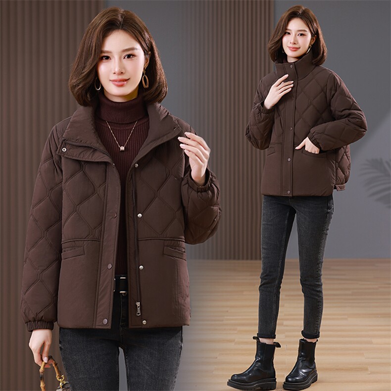 时尚百搭短款棉服女显瘦保暖冬季外套气质高领设计舒适柔软面料，女装棉衣/棉服，韩派