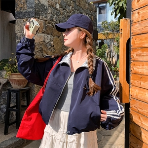 蕾丝拼接休闲短款外套女2025春季新款小个子洋气减龄宽松夹克上衣图片