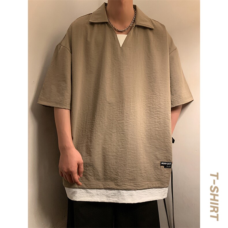 冰氧仿棉短袖港风暖光体恤休闲百搭纯色POLO衫男上衣TC3143-P35,男装T恤,星座717
