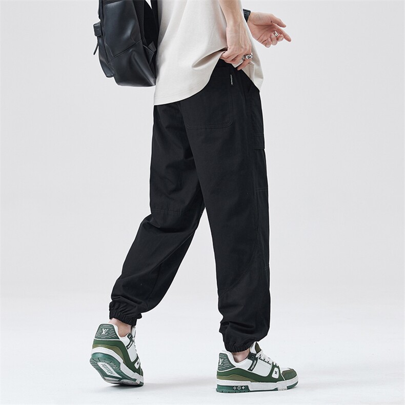 卡其垂感工装休闲裤男2025春夏款痞帅潮流复古束脚裤DY5021-P75,男装休闲裤,电商A178-1