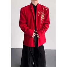 网络图现货复古红色中山装演出服男士贴花年会民族服装JFC24-P80，男装民族服装，星座715-7