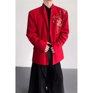 网络图现货 复古红色中山装演出服男士贴花年会民族服装JFC24-P80图片