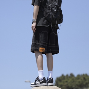 美式宽松潮流百搭牛仔短裤高街休闲五分裤子DK836-特批-35图片