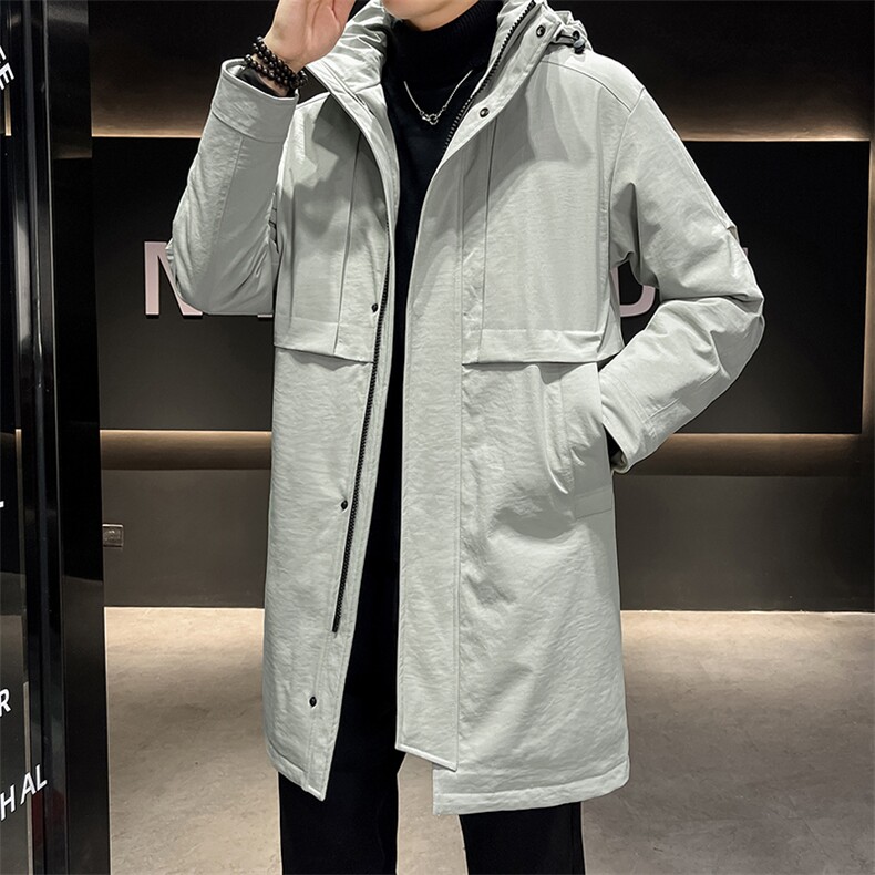 大码中长款连帽风衣保暖大棉袄外套7516-P135控228，男装风衣，星座209