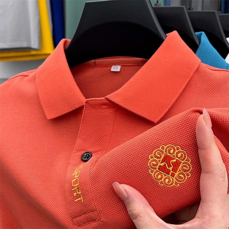 男装短袖T恤男2023夏季新款刺绣纯棉翻领POLO衫中年商务休闲体恤，男装Polo衫，电商B212（原钱塘6029）