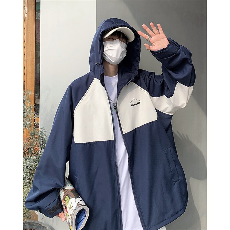 情侣撞色工装防风防水冲锋衣外套男女春秋季潮牌小众夹克JK11-p60,男装夹克,星座1008