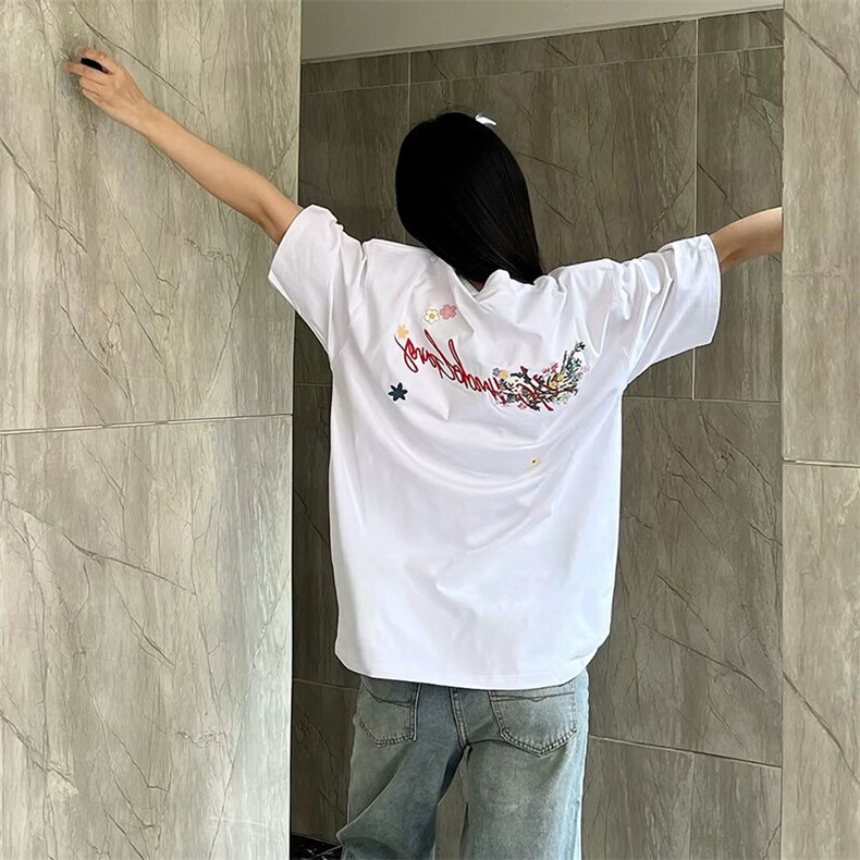 万针全刺绣工艺抖音得物高品质260克重磅纯棉双纱美式高街短袖T恤,男装T恤,电商A486