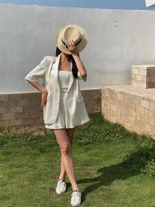 醋酸～gao级范丝巾西服套装图片