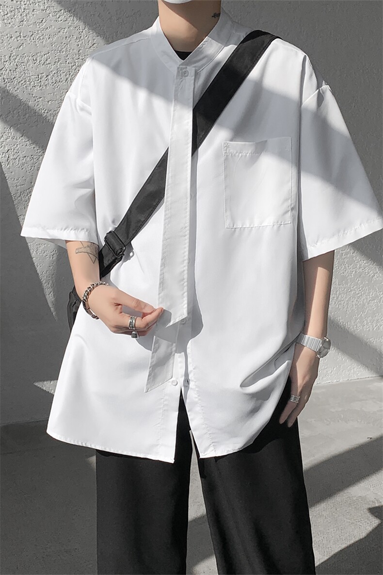 明星私服学院风条纹衬衫搭配可拆卸领带英伦风条纹打底衬衫P38,男装衬衫,电商B319