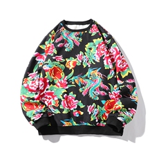 B204常规大花圆领套头薄款花卫衣外套男女班服团队服大码青少年潮，男装卫衣，星座115A(原星座507）
