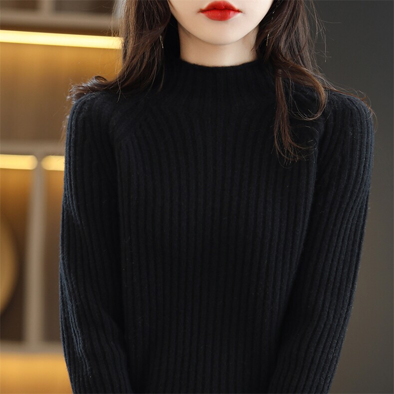 2025年秋季新款百搭女士抽条羊毛套头衫,女装羊毛衫,春贝羊绒