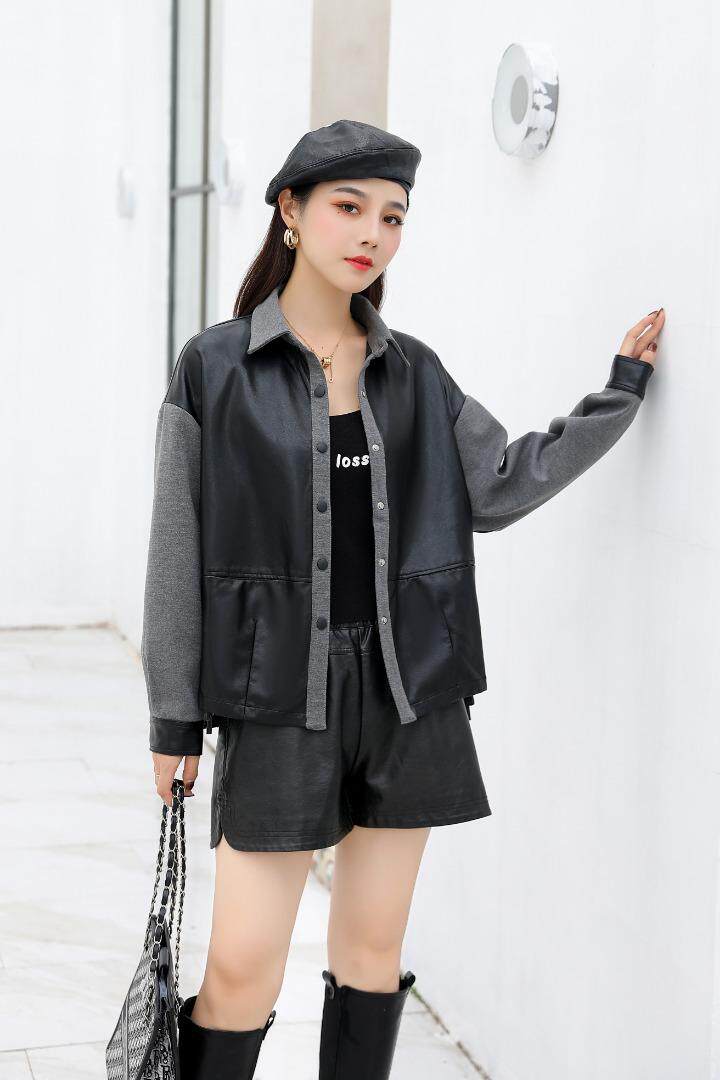 皮拼接针织韩版外套，其它，平凡人生