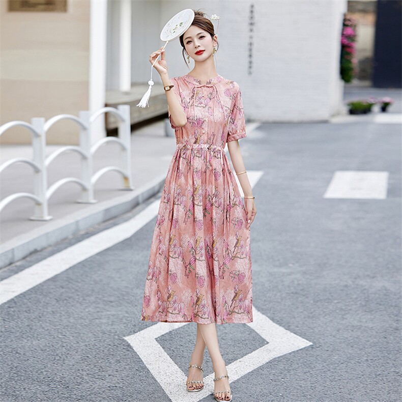 2025年夏季（新款）大货已出时尚新中式旗袍连衣裙,女装连衣裙,魅家