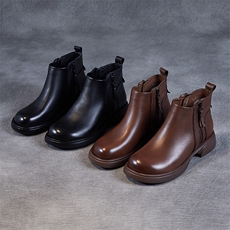 马丁靴子侧拉链单靴2025秋季新款平底短靴切尔西女鞋，女鞋马丁靴，电商A223