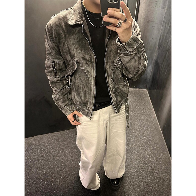 [有货]美式复古牛仔外套痞帅翻领工装夹克JK8957特P87,男装工装外套,星座908-1
