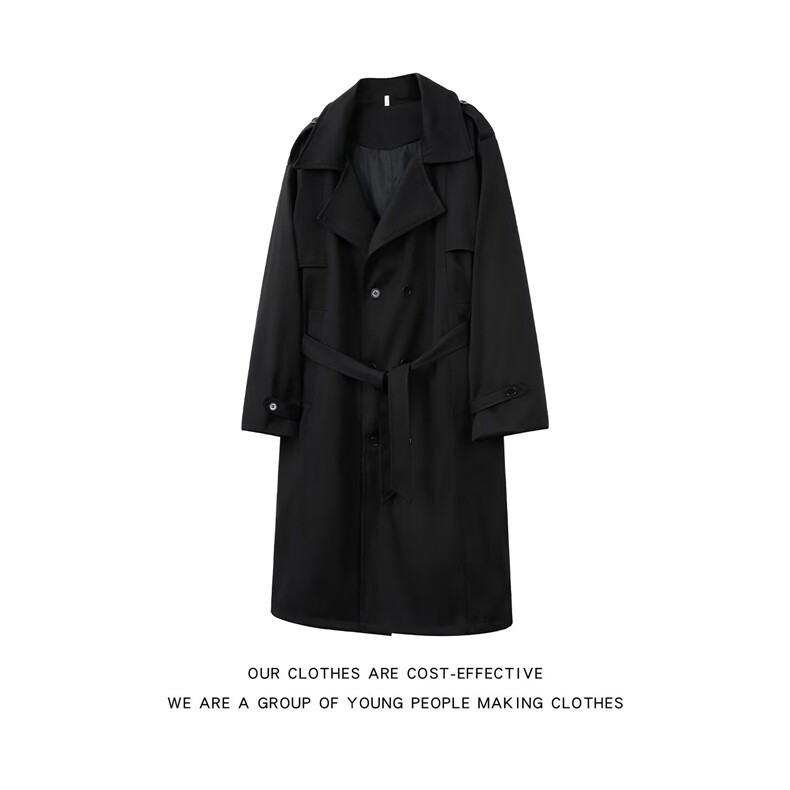 秋冬新大衣男长款过膝腰带羊毛呢大衣双排扣风衣外套厚FY751P82，男装风衣，星座1013-5