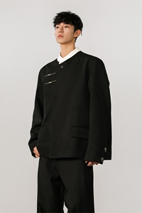 1新中式拼色大码M-5XL西服男:95%聚酯纤维5%氨纶XF77951特P65控98图片