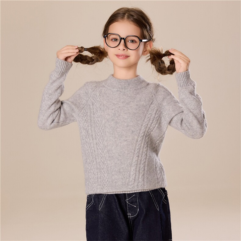 男女同款时尚百搭休闲斜扭花儿童羊绒衫，童装儿童羊绒衫，跳跳羊儿童羊绒衫