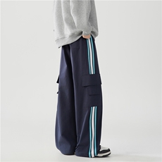 抖音品质秋季新款潮流条纹设计宽松工装裤B315-K24268-特p40控78，男装工装外套，电商B315