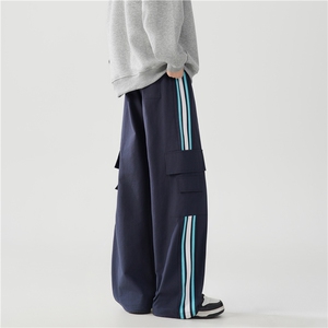 抖音品质秋季新款潮流条纹设计宽松工装裤B315-K24268-特p40控78图片