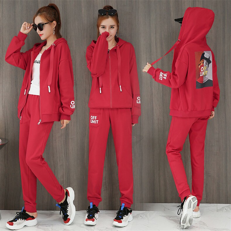 套装个性韩版修身显瘦都市舒适长袖2020年秋季两件套红色黑色紫色，女装套装/套裙，凯瑟曼