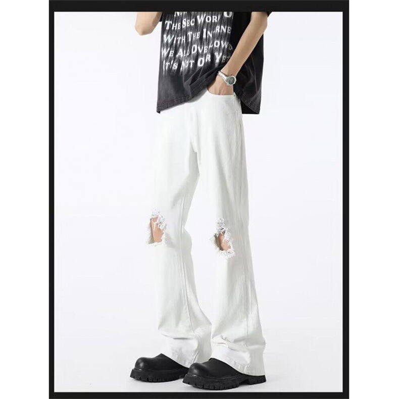 破洞牛仔裤男女韩版潮流高街帅气修身2025夏季ins长裤RK2798-P51,男装牛仔裤,星座412-3
