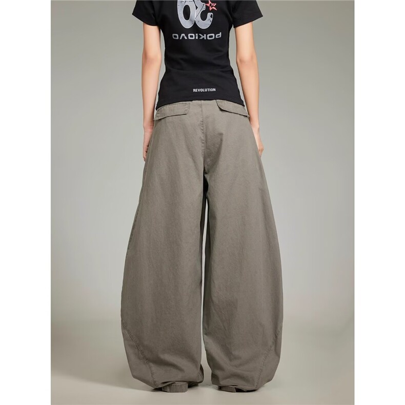 美式高腰阔腿弯刀工装裤男潮牌痞帅复古军绿色宽松直筒裤子春秋季,男装工装外套,星座506A