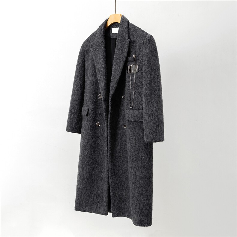 1长毛马海毛财阀灰金属西装领大码M-5XL加厚羊毛大衣77936P210控，男装西服套装，星座226-2