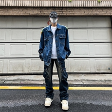 库奇大码宽松潮牌刺绣毛边牛仔外套中性夹克外穿男女款控128，男装夹克，星座301D-4(原星座1004-4）