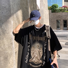B239-1212-P28欧美式天使雕像个性印花夏季高克重半袖短袖t恤，男装T恤，星座514-2(原B239)