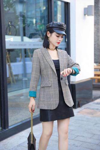 拼色小西装，女装西装，烟雨美人