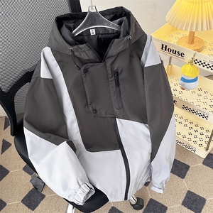 秋款男连帽夹克工装拉链撞色冲锋衣外套JK1058 P68图片
