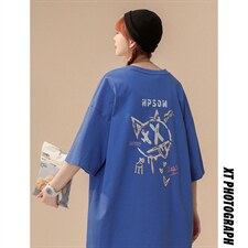 2024夏季中性风短袖t恤男学生纯棉宽松半袖416B-1-DT213-P25限39，男装T恤，星座416B-1