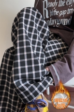 冬季休闲宽松格子裤男保暖银狐绒痞帅阔腿裤K5628J加绒-特P38控68，男装棉衣，电商A001