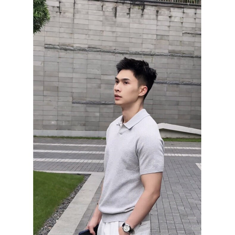 老钱风镂空松弛感设计海鸥领针织短袖POLO衫25279/P55,男装T恤,电商A243