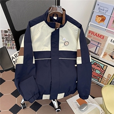 港风秋款男立领夹克衫立领吊牌撞色宽松休闲冲锋衣外套JK0087P82，男装夹克，星座1013-1