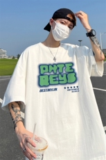240G重磅美式印花纯棉大码宽松休闲短袖T恤T336-P25控38，男装T恤，电商B219A