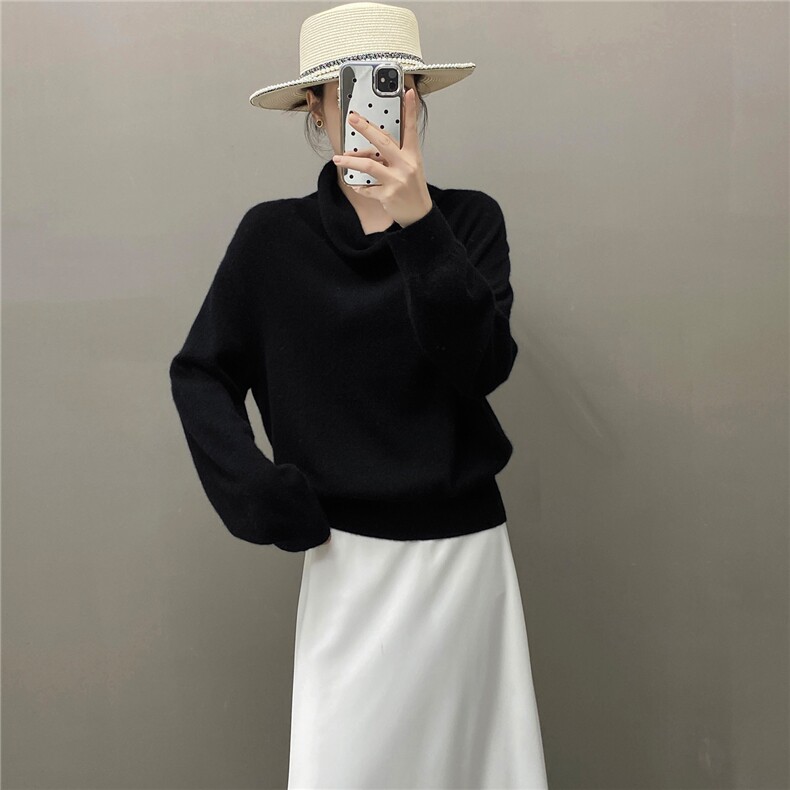 HE|自由主义慵懒风baby山羊绒衫女自由领针织衫宽松毛衣大地煞,针织衫/毛衣,国旺羊绒