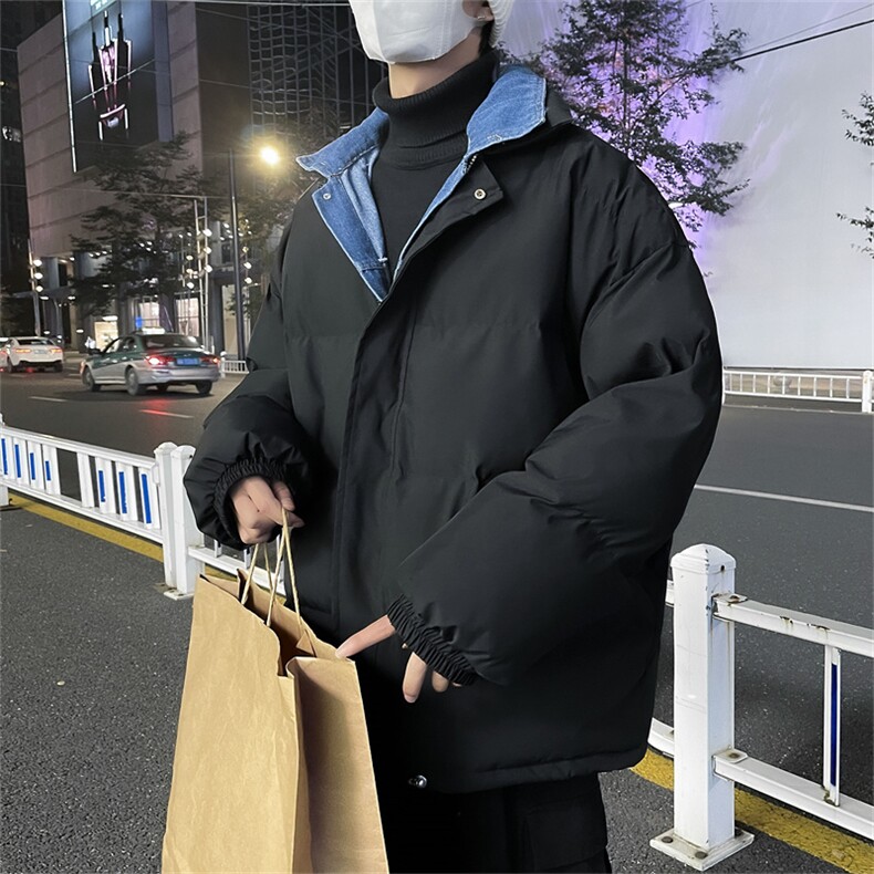 2024冬装牛仔拼接假两件涂层棉衣男M2006P115,男装棉衣,电商C323