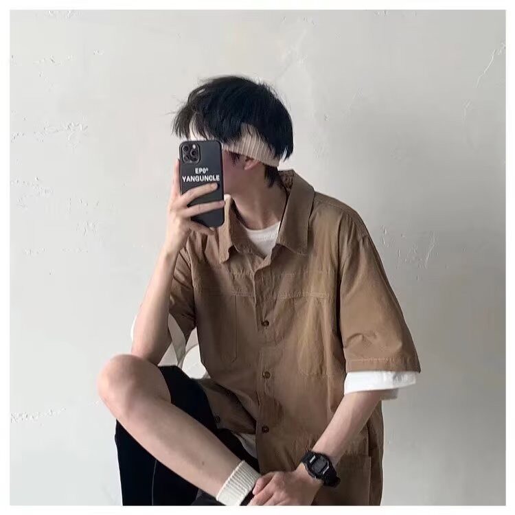 男新款宽松型纯色气质潮流夏季潮短袖青春流行文艺原宿衬衫XXG84,男装T恤,星座208-5