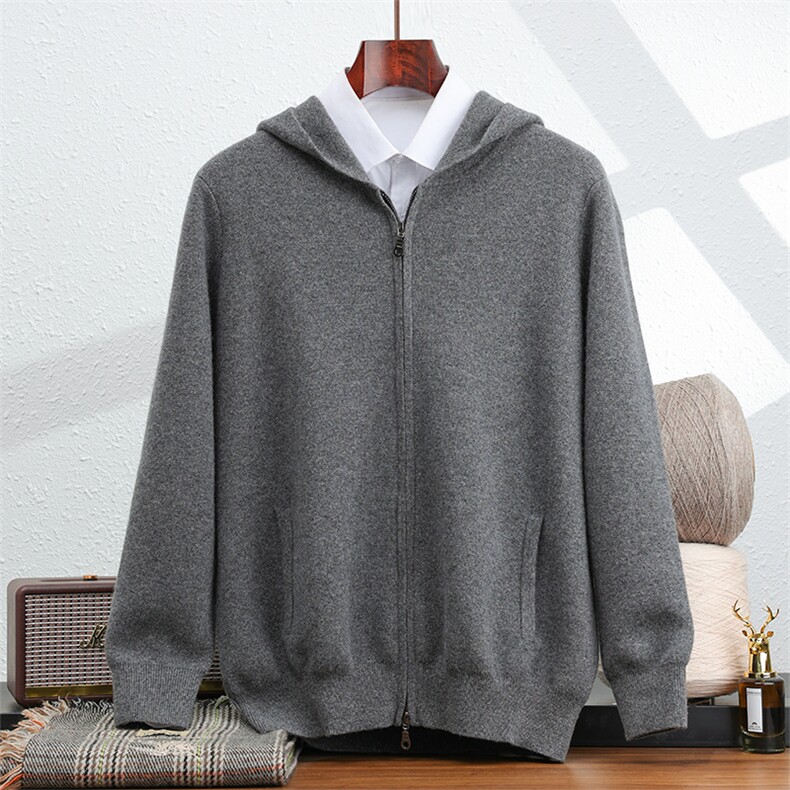 2025年秋季新款百搭女士长袖拉链连帽开衫，男装羊绒套衫，绒之心羊绒