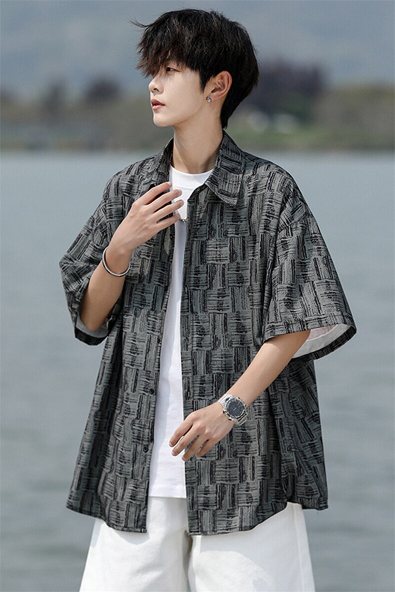 8XL-M花衬衫男款短袖夏季冰丝薄款花衬衣大码寸衫外套DC28013P38,男装T恤,电商B312