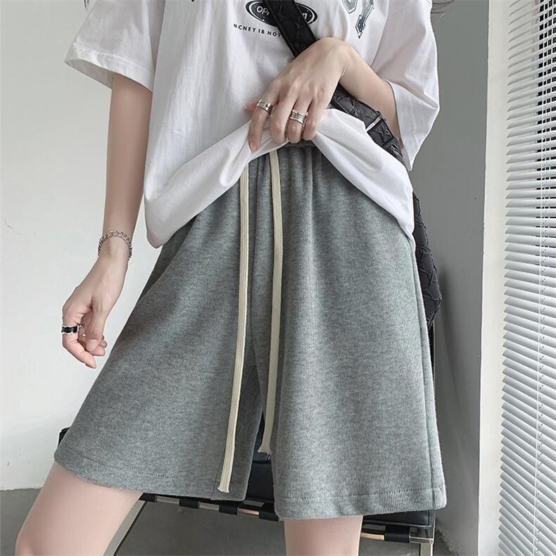 米尼运动短裤女夏季中裤灰色休闲阔腿五分裤K3105-P28官图,女装休闲裤,电商B245