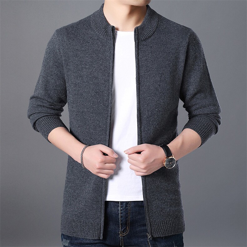 CM19050钱塘2020-2中年男士商务休闲冬季厚款拉链开衫羊毛衫P180,男装针织衫/毛衣,钱塘207-2