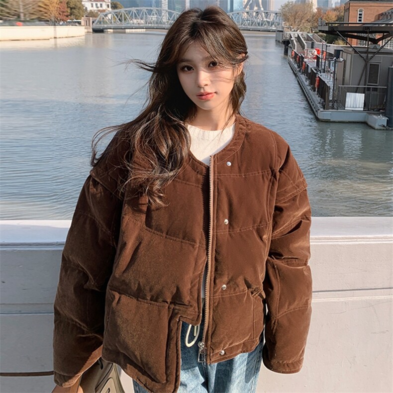 金丝绒50绒圆领羽绒服,女装羽绒服,2C103