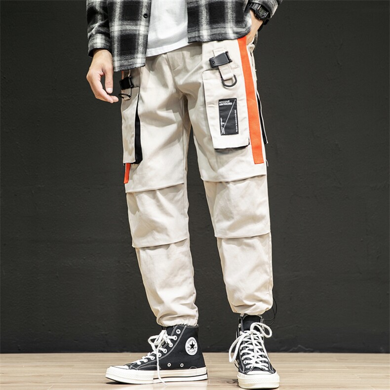 037P30黑墙2024秋季新品大口袋拼接宽松休闲工装裤束脚裤潮男，男装休闲裤，电商A026-1
