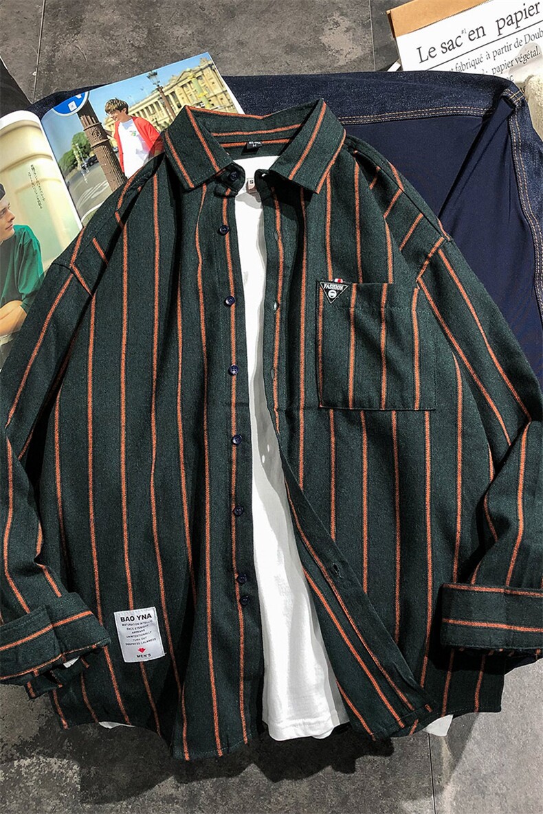 长袖衬衫男士青年条纹衬衣韩版潮流帅气秋季衫衣DS552T,男装衬衫,电商A102