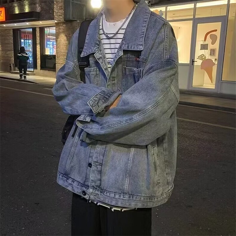 网络图现货潮牌秋季港风宽松痞帅ins炸街百搭牛仔外套JY8003-P40,男装工装外套,星座715-7